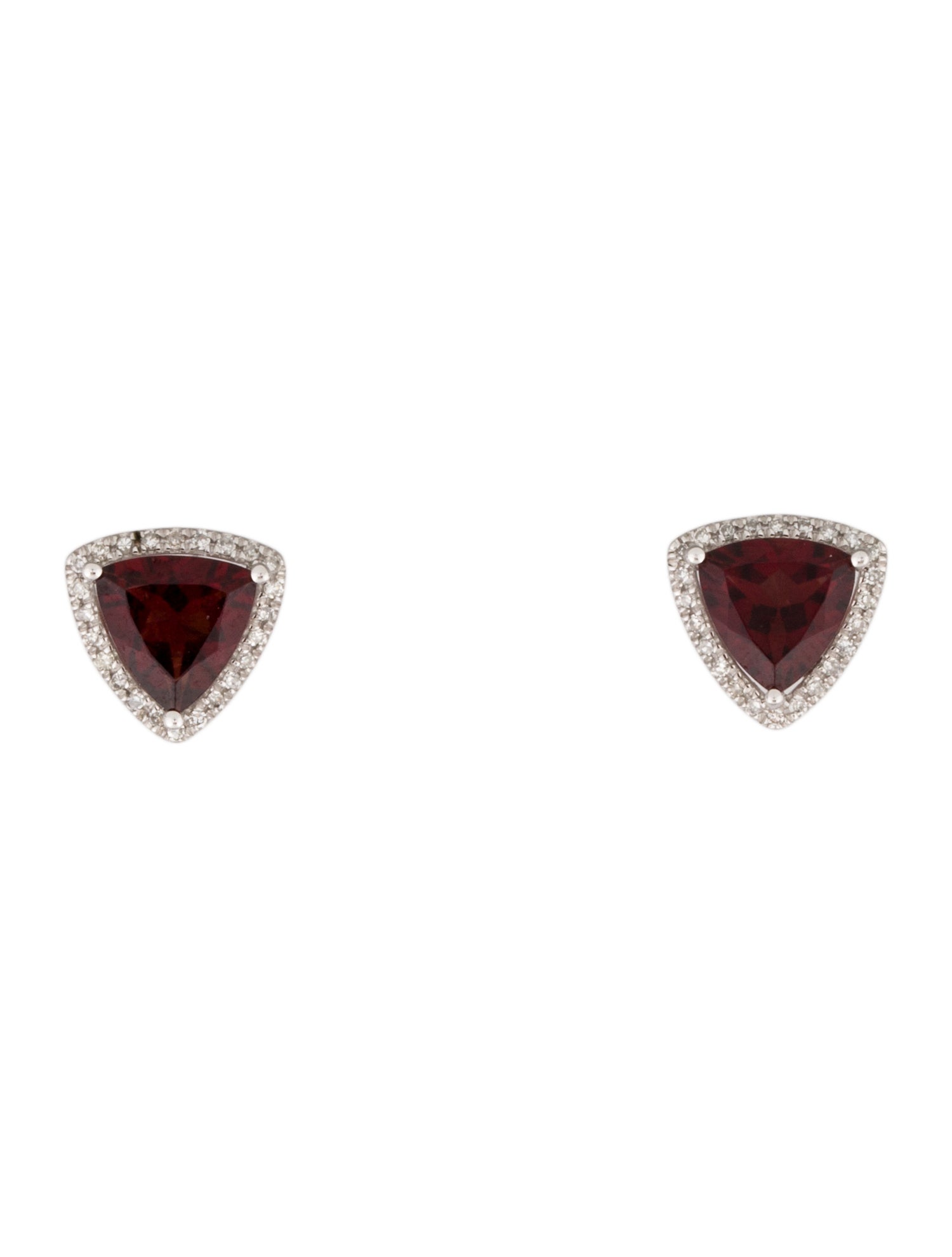 Earrings 14K 2.56ctw Garnet & Diamond Halo Stud Earrings