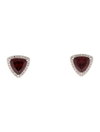 Earrings 14K 2.56ctw Garnet & Diamond Halo Stud Earrings