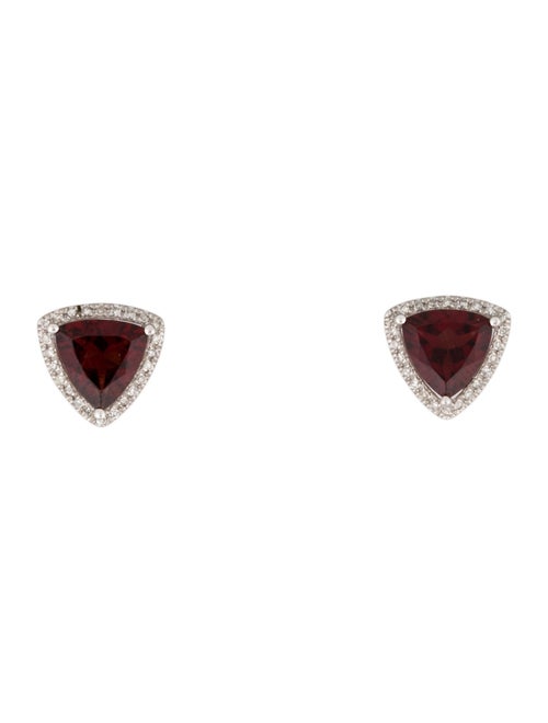 Earrings 14K 2.56ctw Garnet & Diamond Halo Stud Earrings