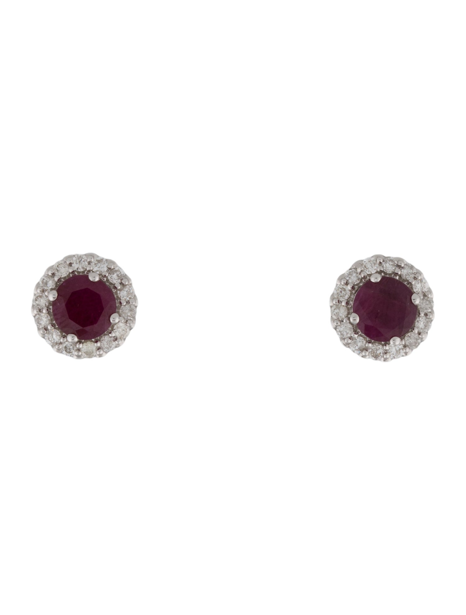 Earrings 14K 2.18ctw Ruby & Diamond Halo Stud Earrings
