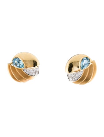 Earrings 18K 2.36ctw Aquamarine & Diamond Earclip Earrings