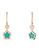 Earrings 14K Turquoise & Diamond Flower Drop Earrings
