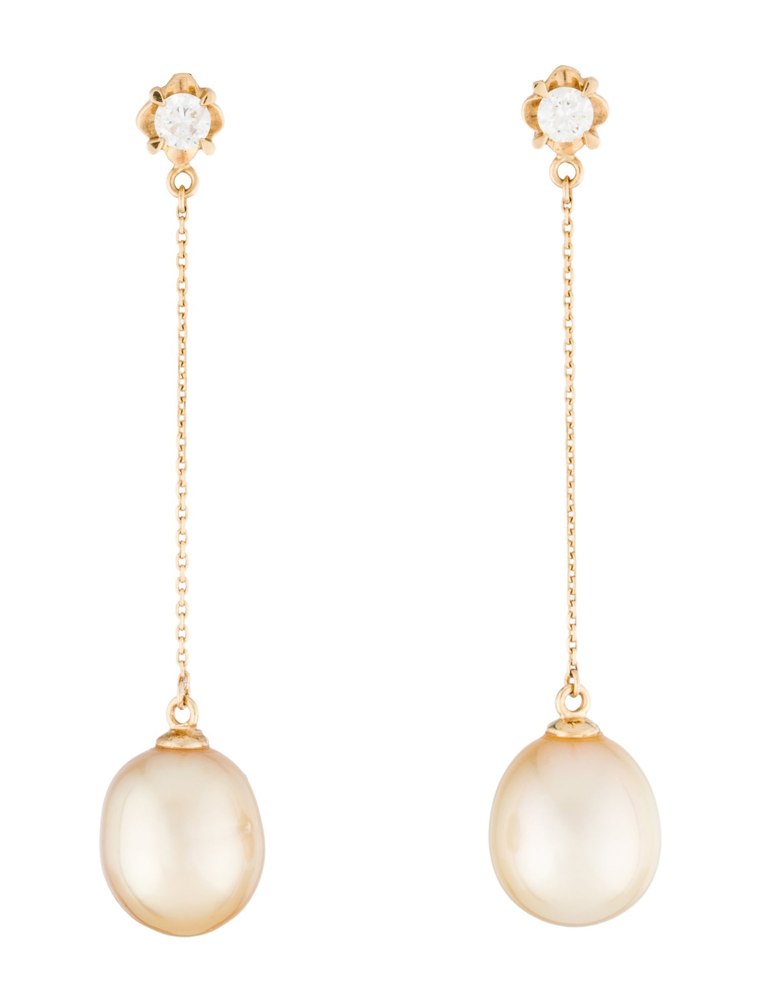Earrings 18K Pearl & Diamond Drop Earrings