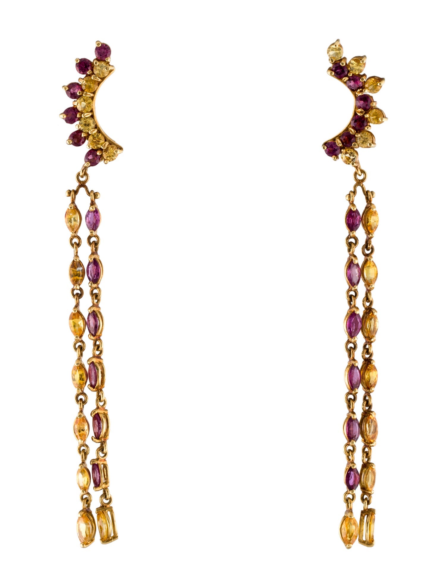 Earrings 18K 6.28ctw Sapphire & Garnet Drop