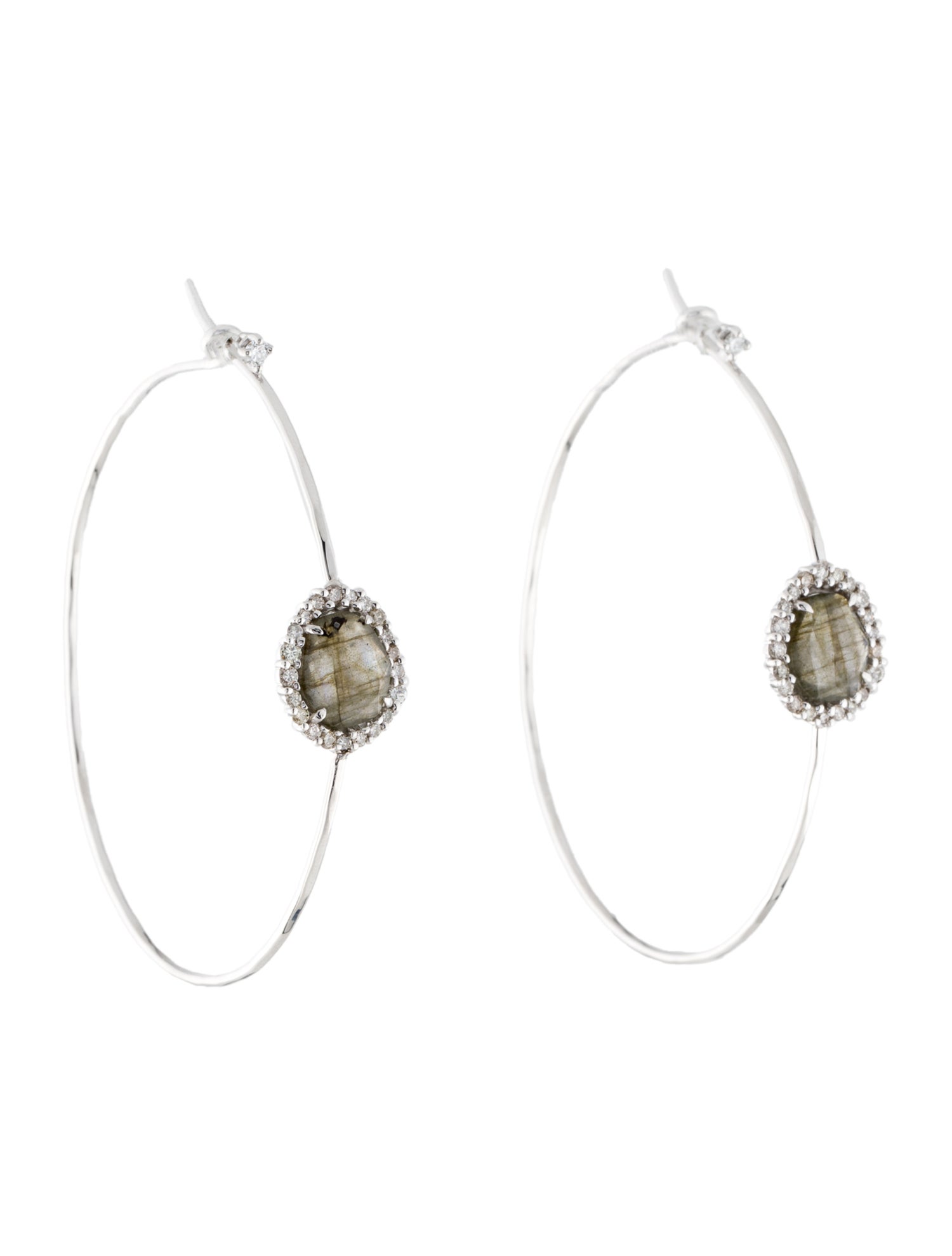 Earrings 18K Labradorite & Diamond Huggie Earrings