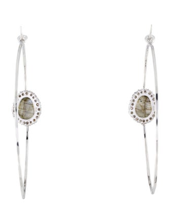 Earrings 18K Labradorite & Diamond Huggie Earrings