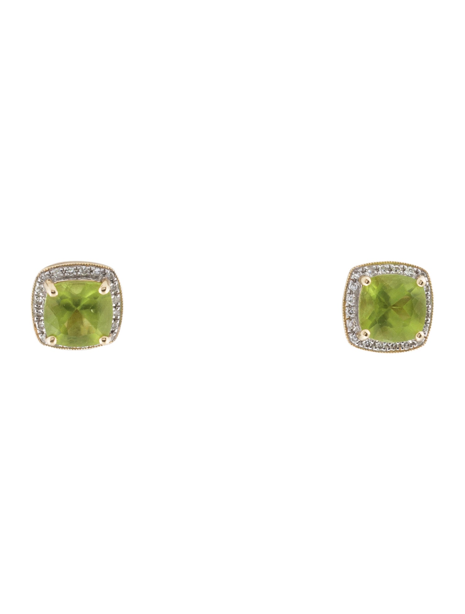 Earrings 14K Peridot & Diamond Stud Earrings
