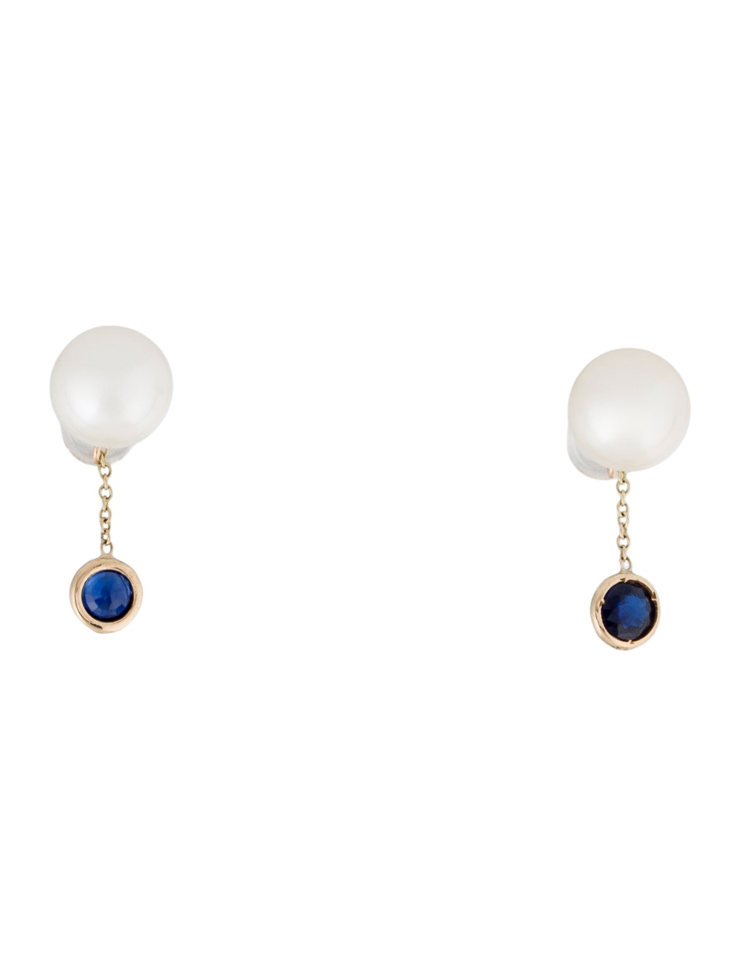 Earrings 14K Pearl & Sapphire Drop