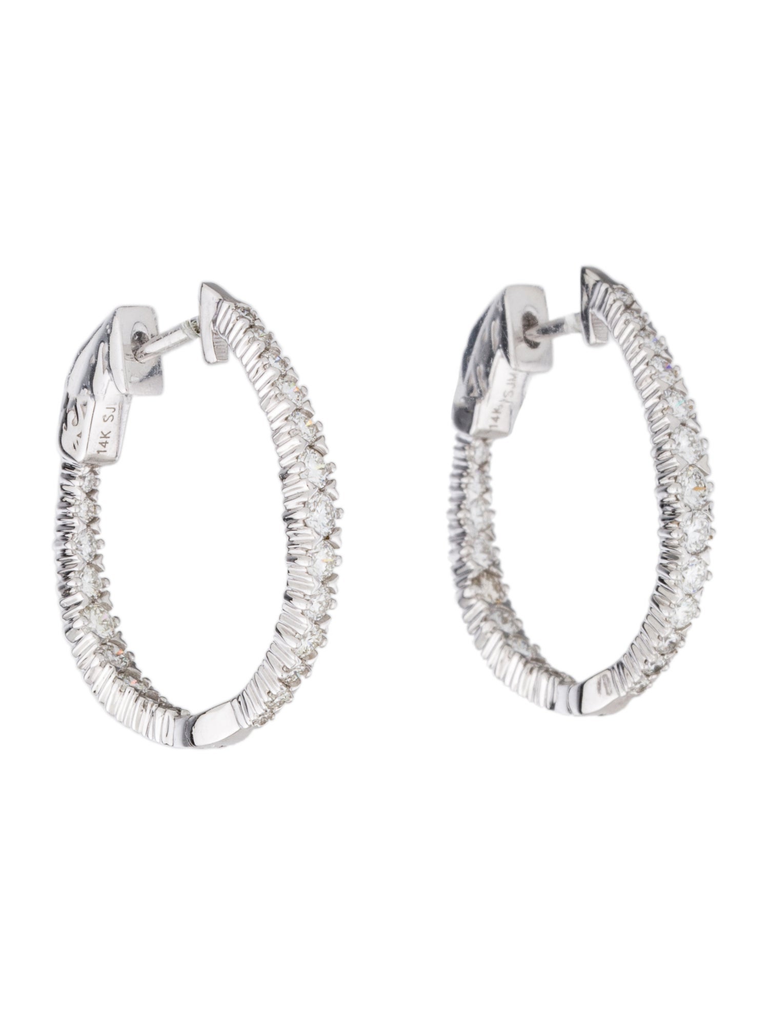 Earrings 14K 1.00ctw Diamond In-Out Hoop