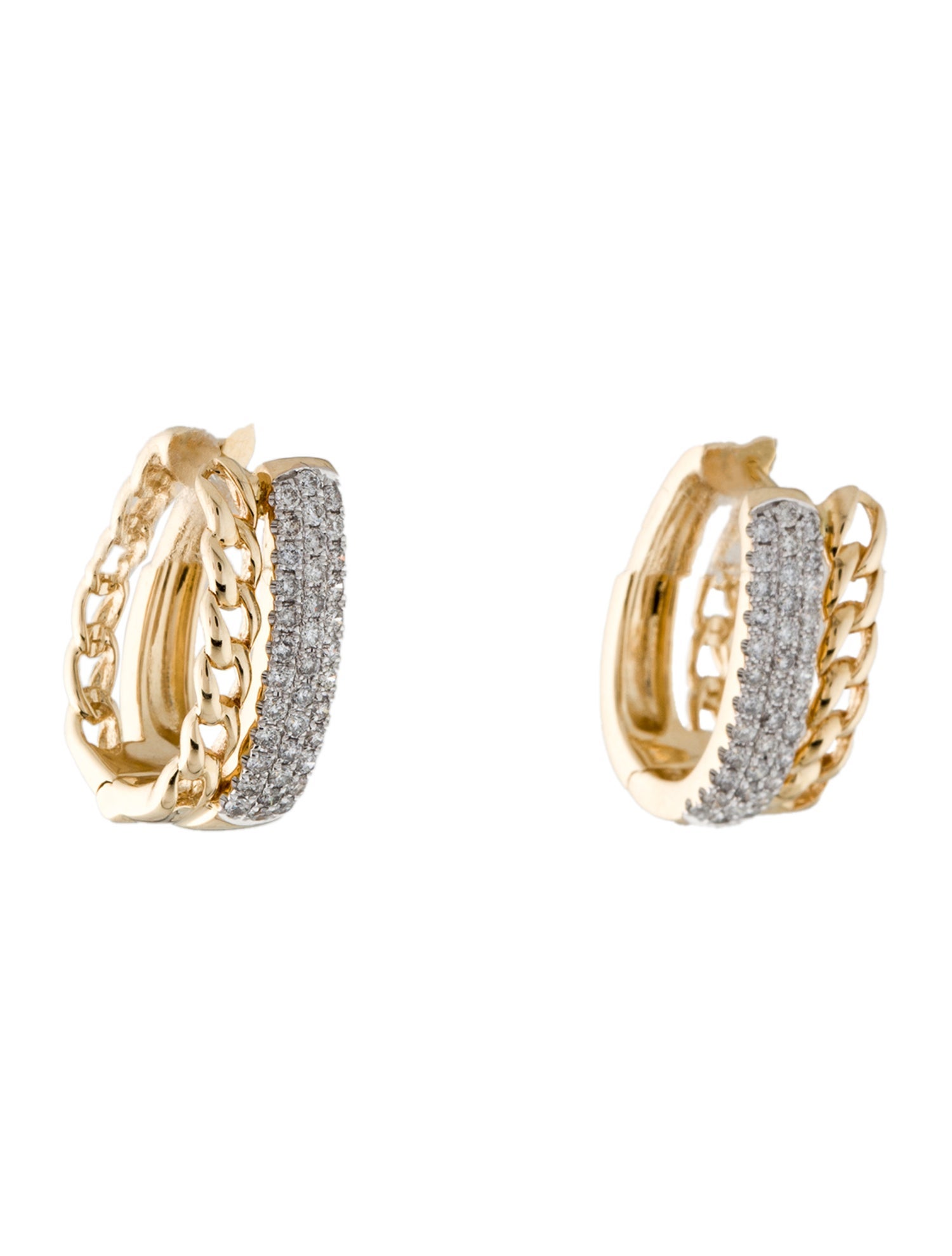 Earrings 14K Diamond Chain Hoop Earrings