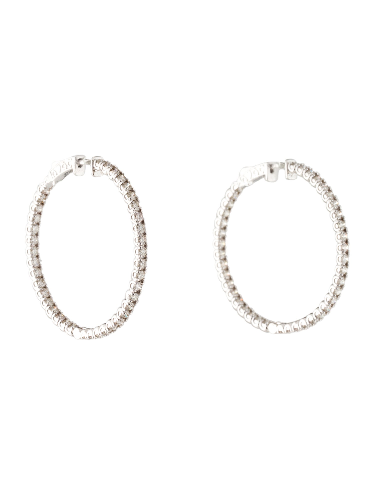 Earrings 14K 4.00ctw Diamond Inside-Outside Hoop Earrings