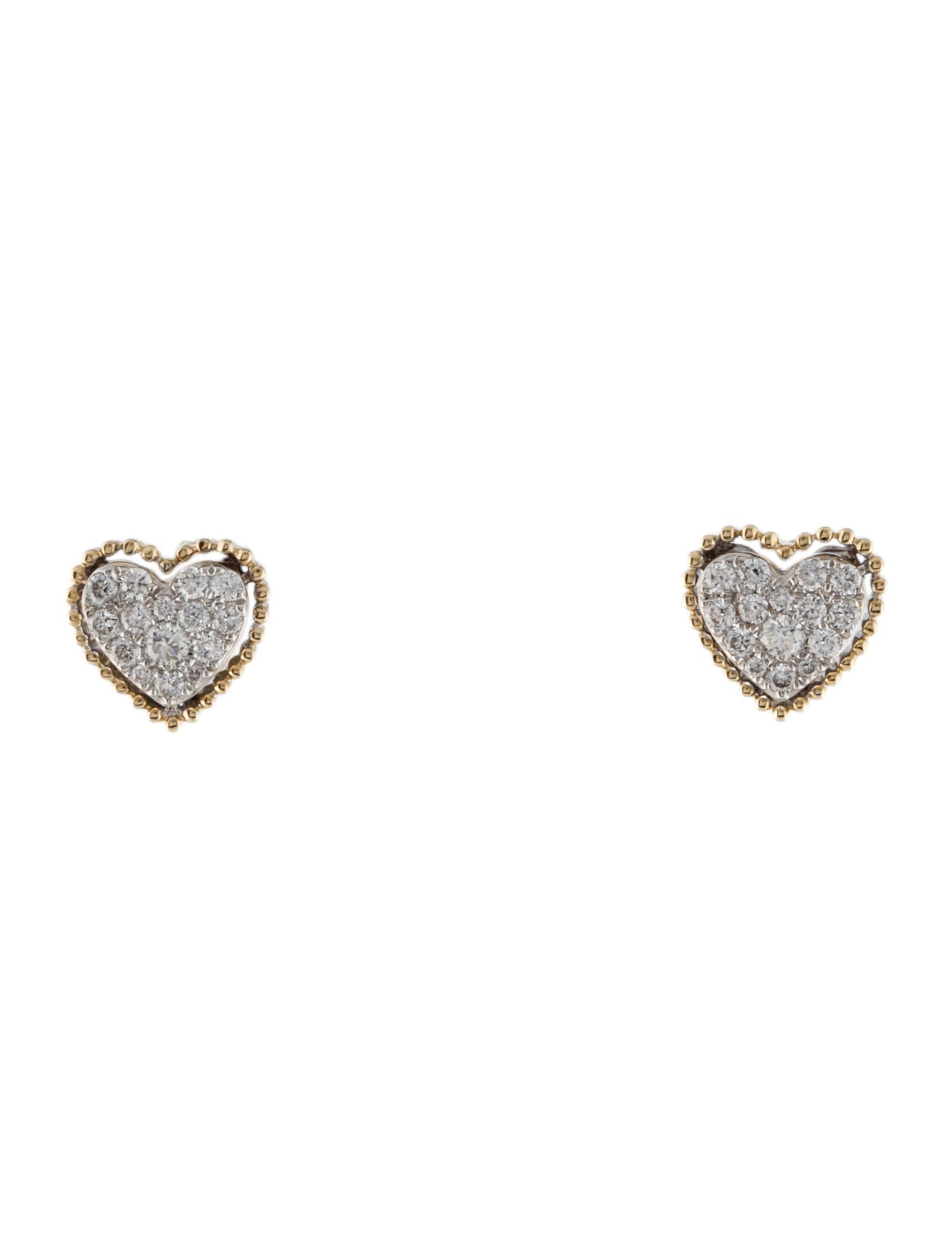 Earrings 14K Diamond Heart Stud Earrings