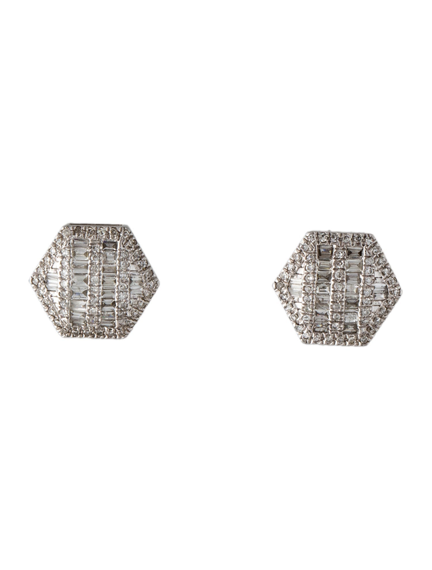 Earrings 14K Diamond Pavé Hexagon Stud Earrings