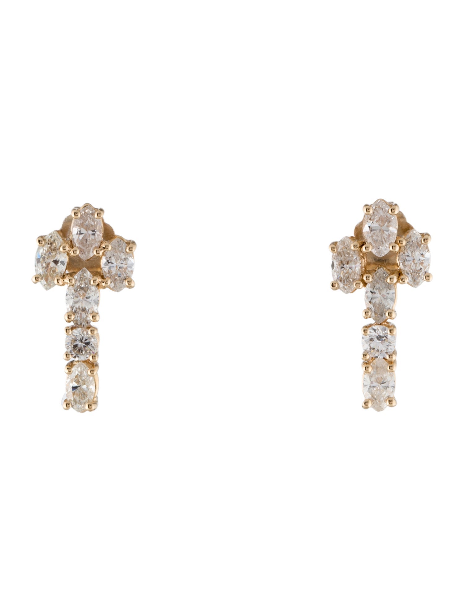 Earrings 14K 1.64ctw Diamond Cross Earrings