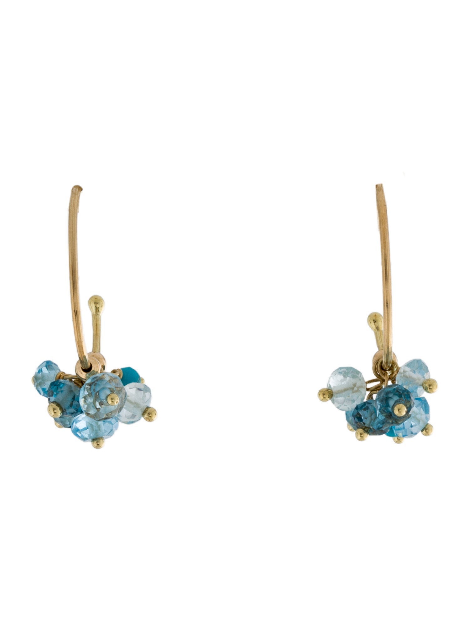 Earrings Sweet Pea 18K Multistone Pogo Punk Cluster Hoop Earrings