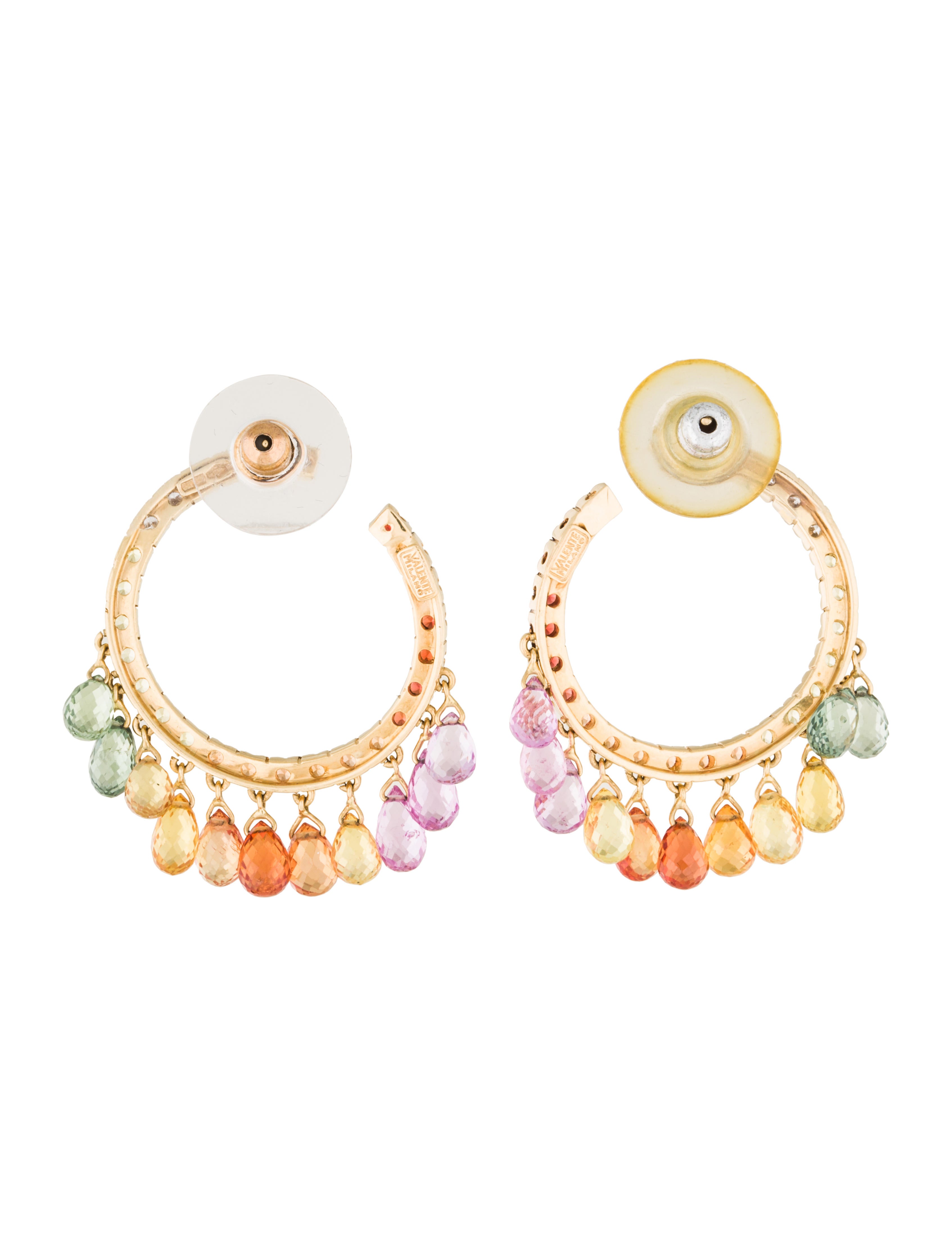 18K MultiColor Sapphire Briolette Drop Earrings with Diamonds. Earrings EARRI34850 The