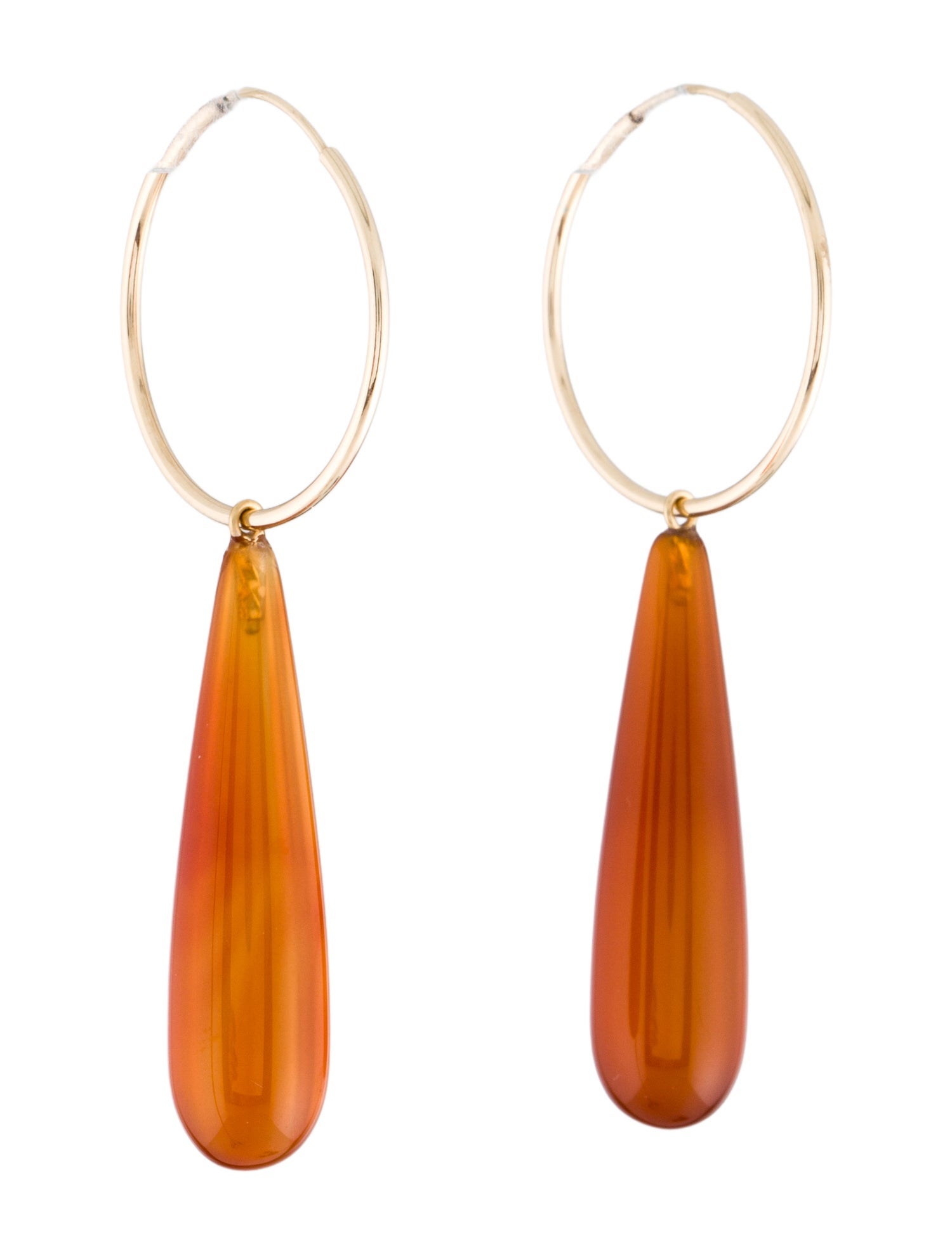 Earrings 14K Carnelian Enhancers On Hoop Drop Earrings
