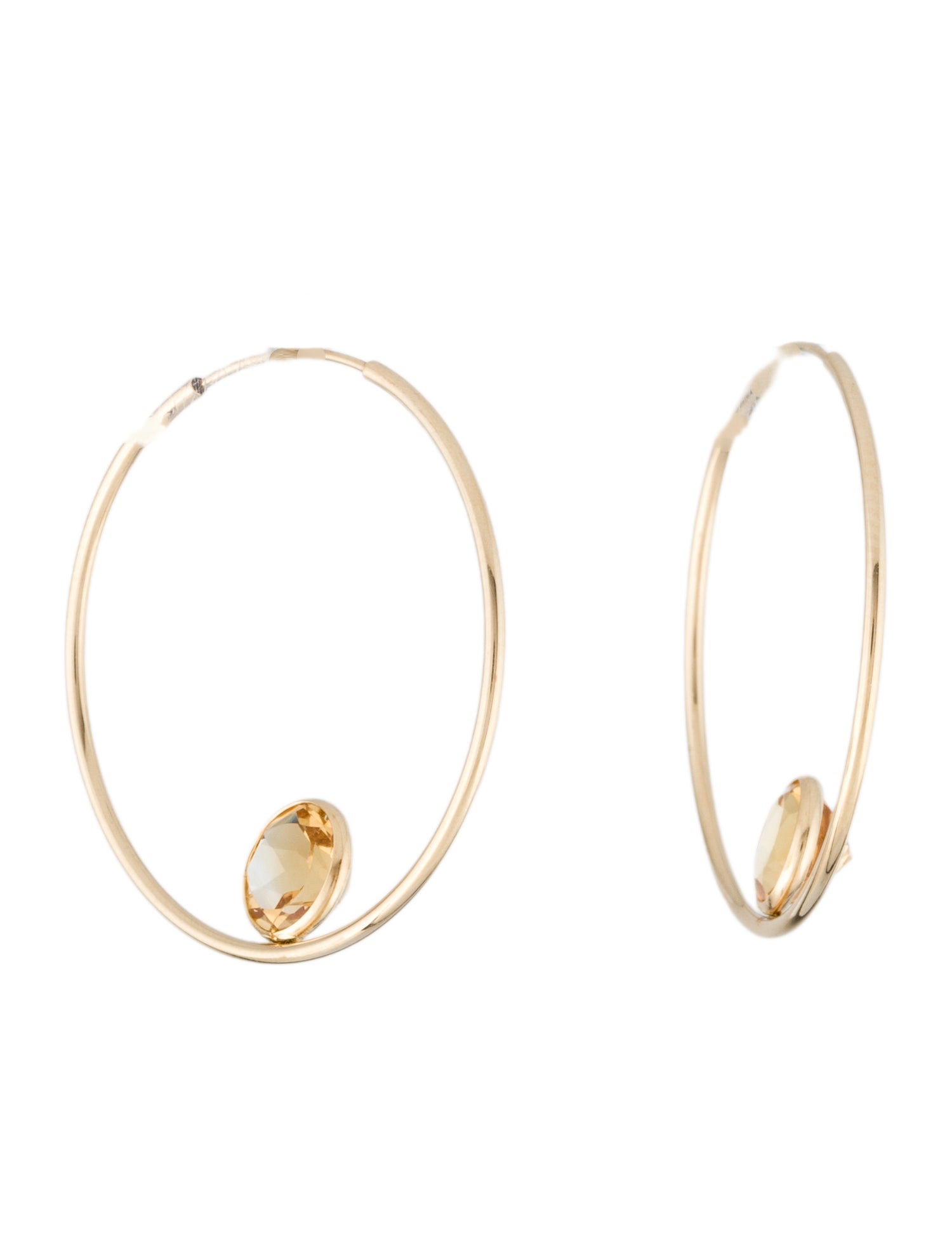 Earrings 14K 1.28ctw Citrine Hoop Earrings