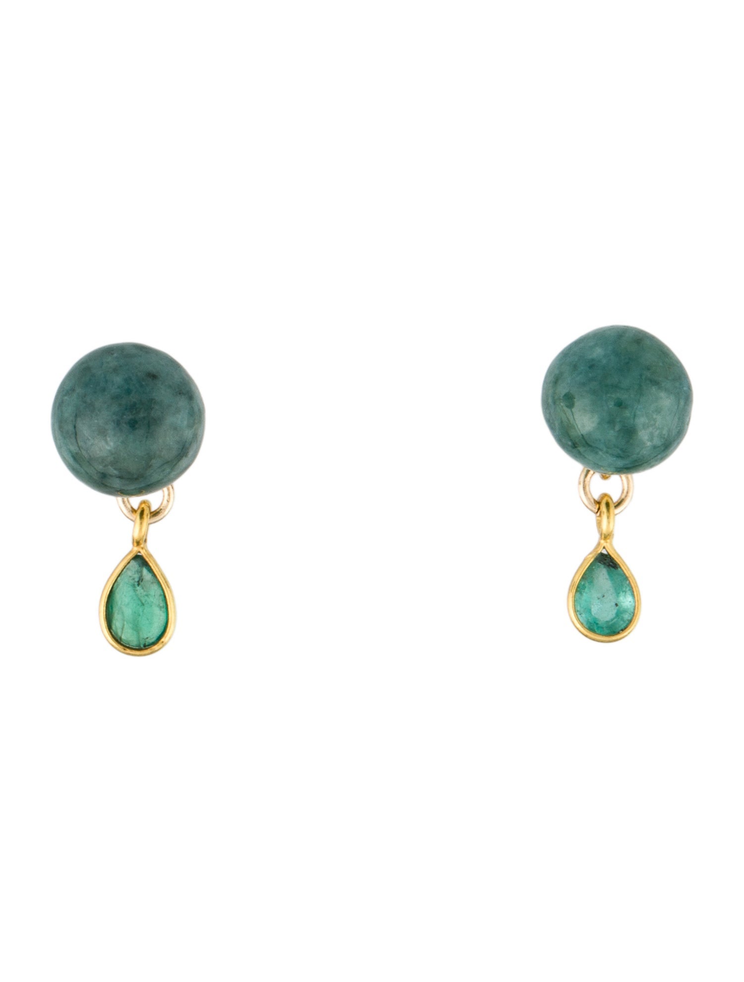 Earrings 18K Jadeite & Emerald Drop Earrings