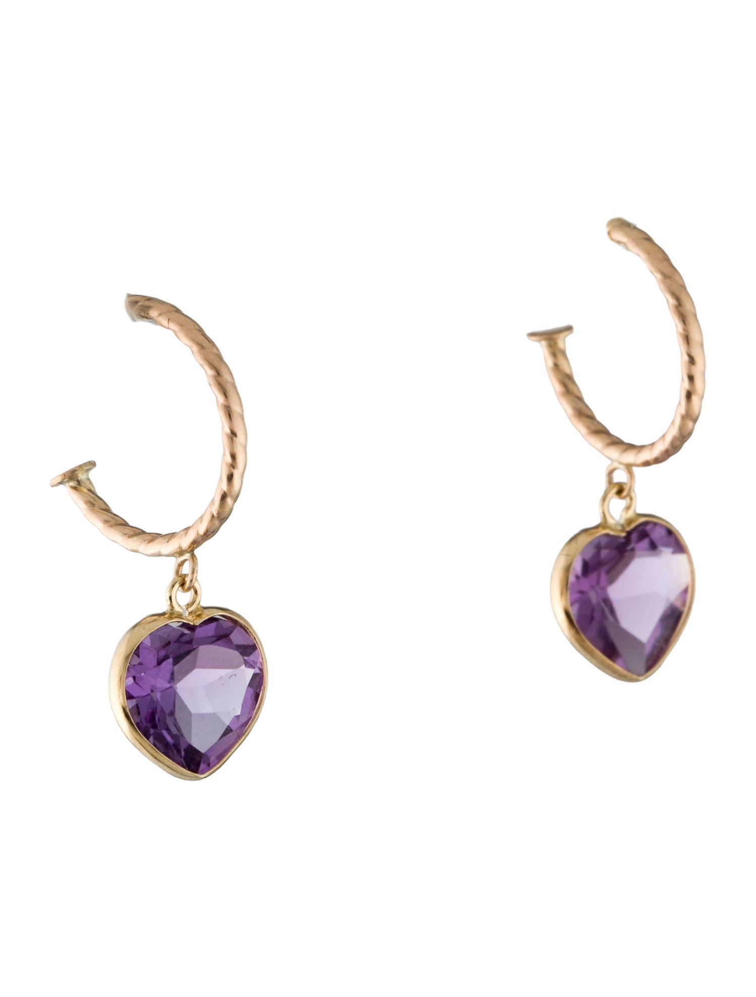 Earrings 14K 2.08ctw Amethyst Heart Drop Earrings