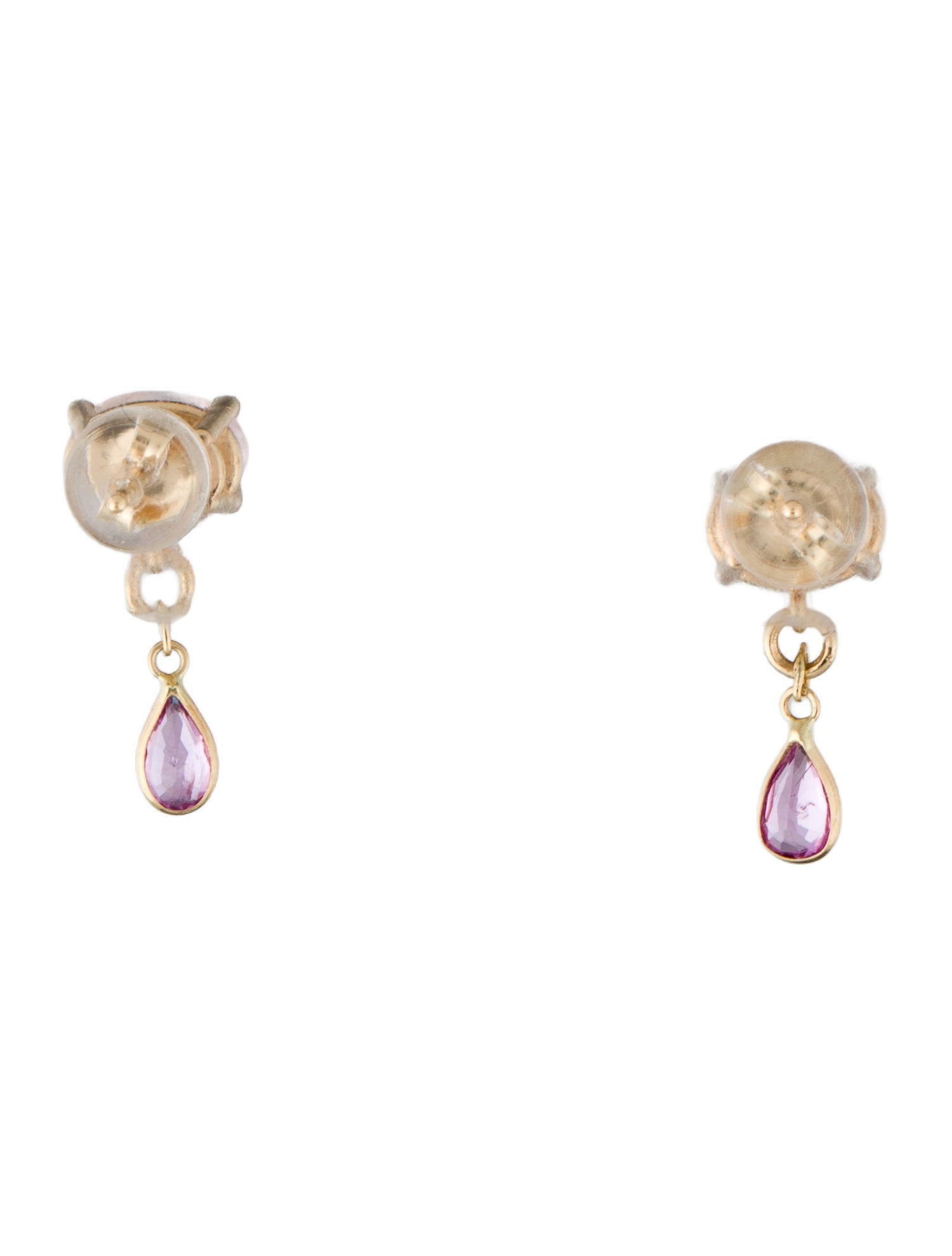 Earrings 14K Morganite & Sapphire Stud Earrings