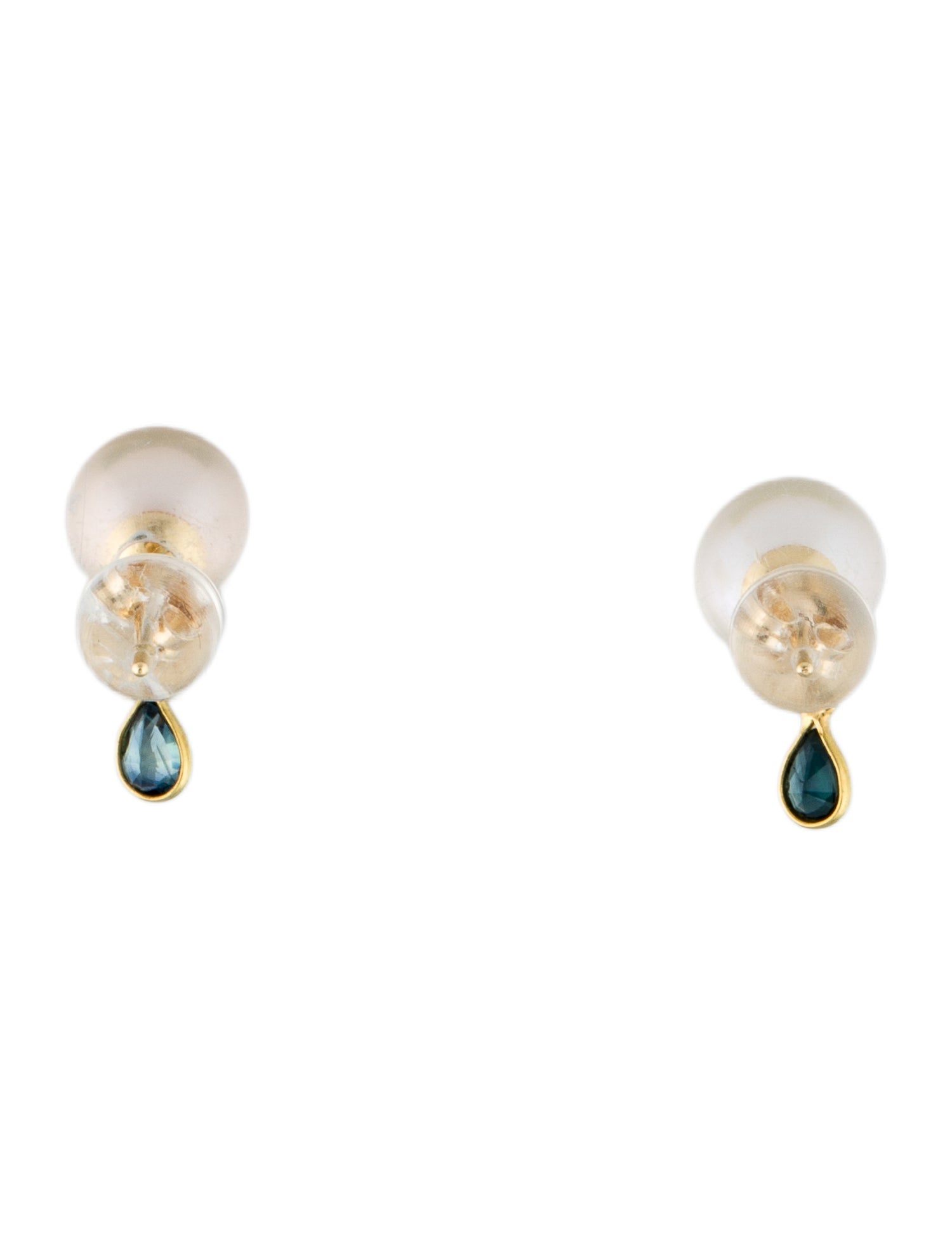 Earrings 18K Pearl & Sapphire Drop Earrings