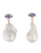 Earrings 14K Pearl & Tanzanite Drop Earrings