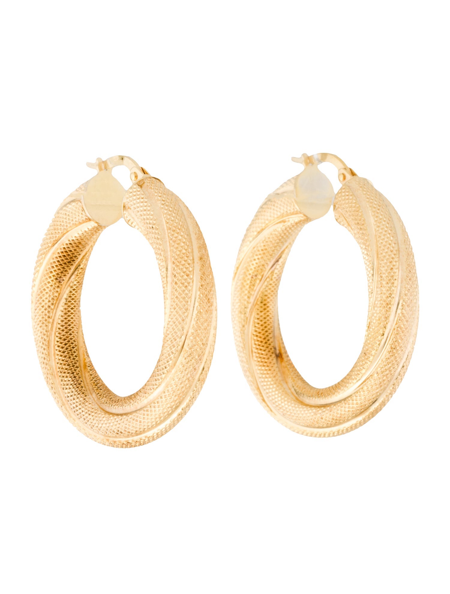 Earrings 14K Textured Twist Hoop Earrings