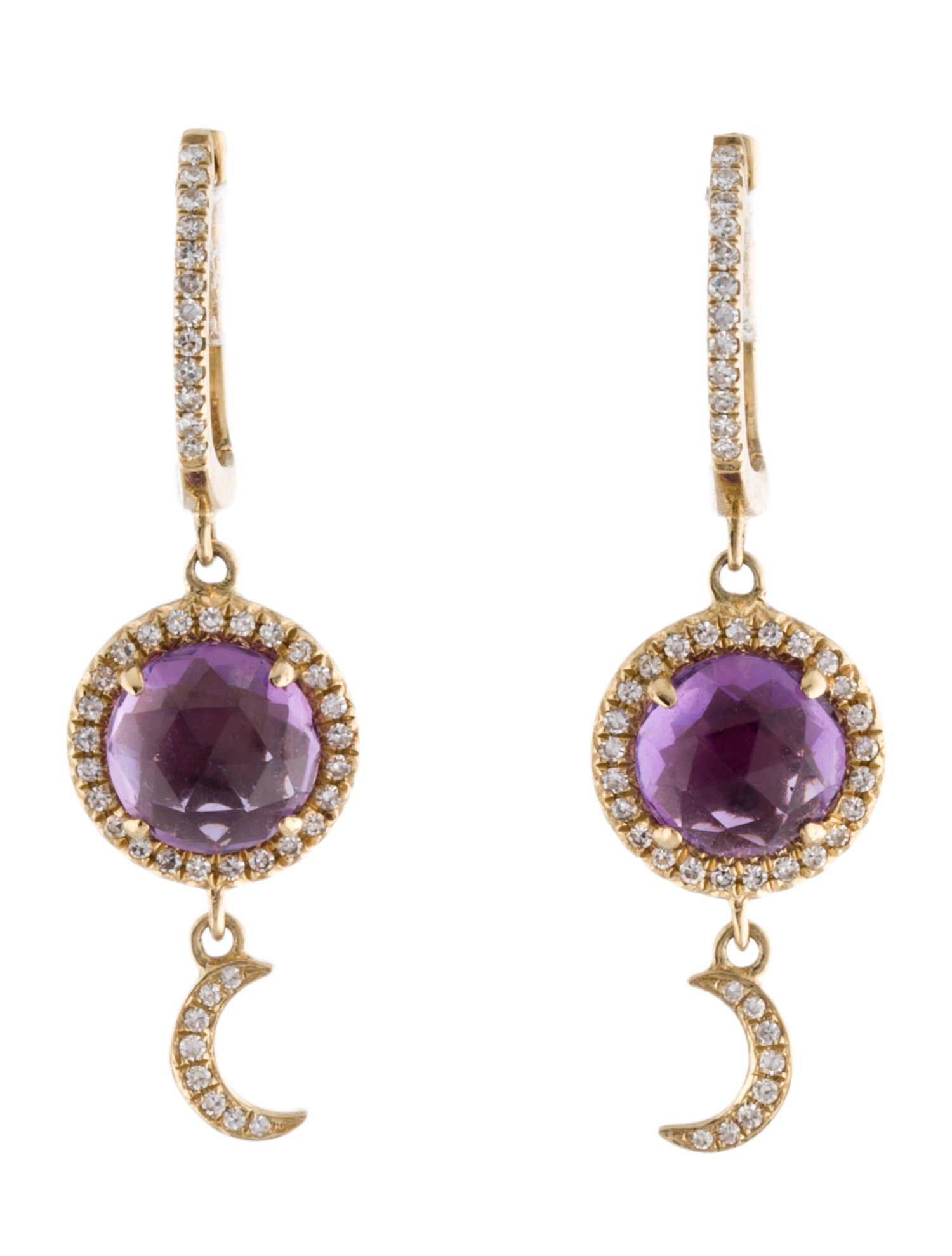 Dilamani 14K Amethyst & Diamond Drop Earrings