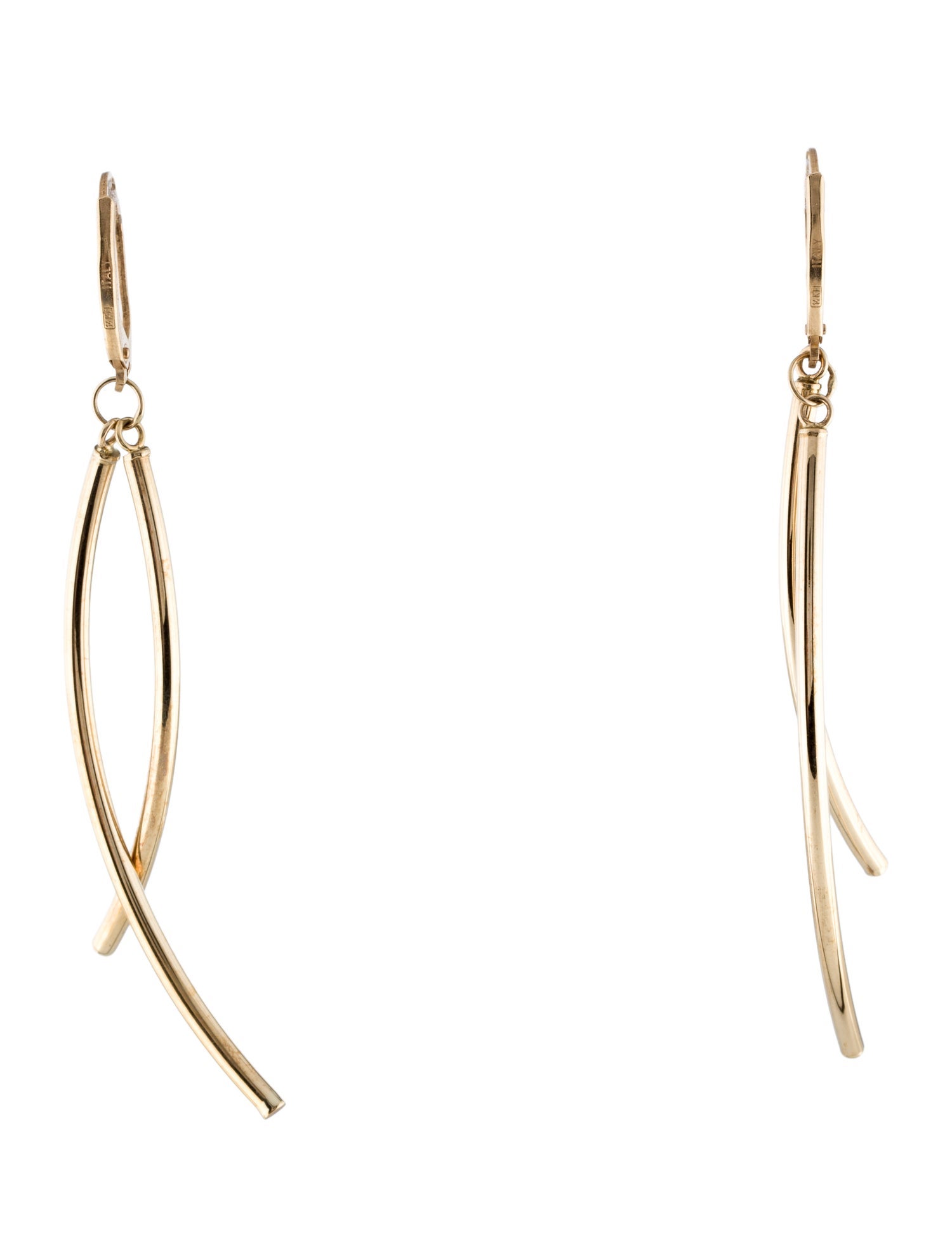 Earrings 14K Curved Drop Earrings