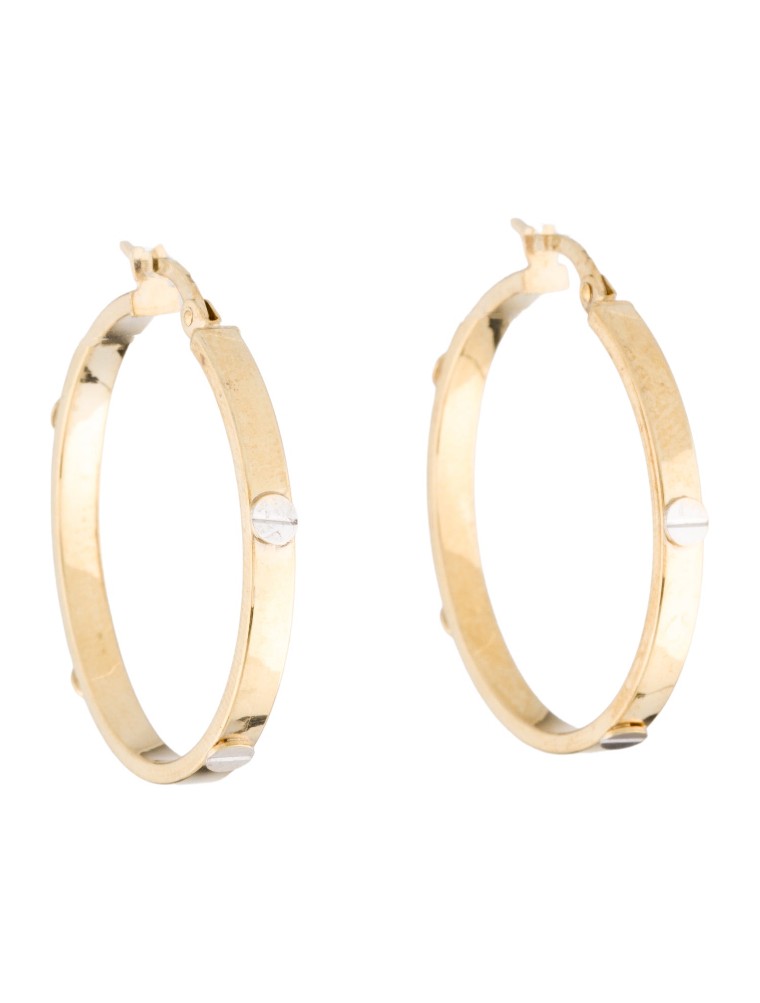 Earrings 14K Two-Tone Flat Hoop