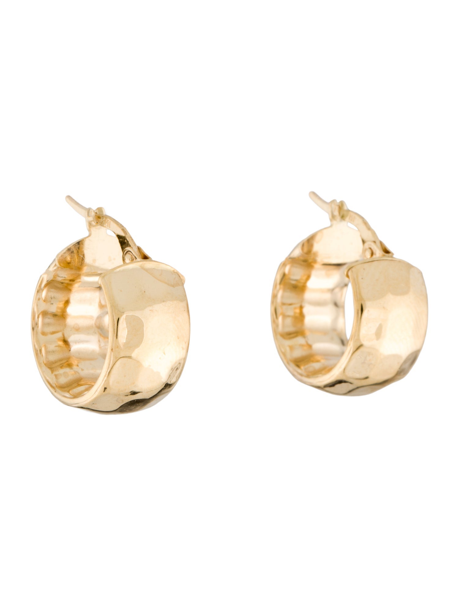 Earrings 14K Hammered Finish Huggie