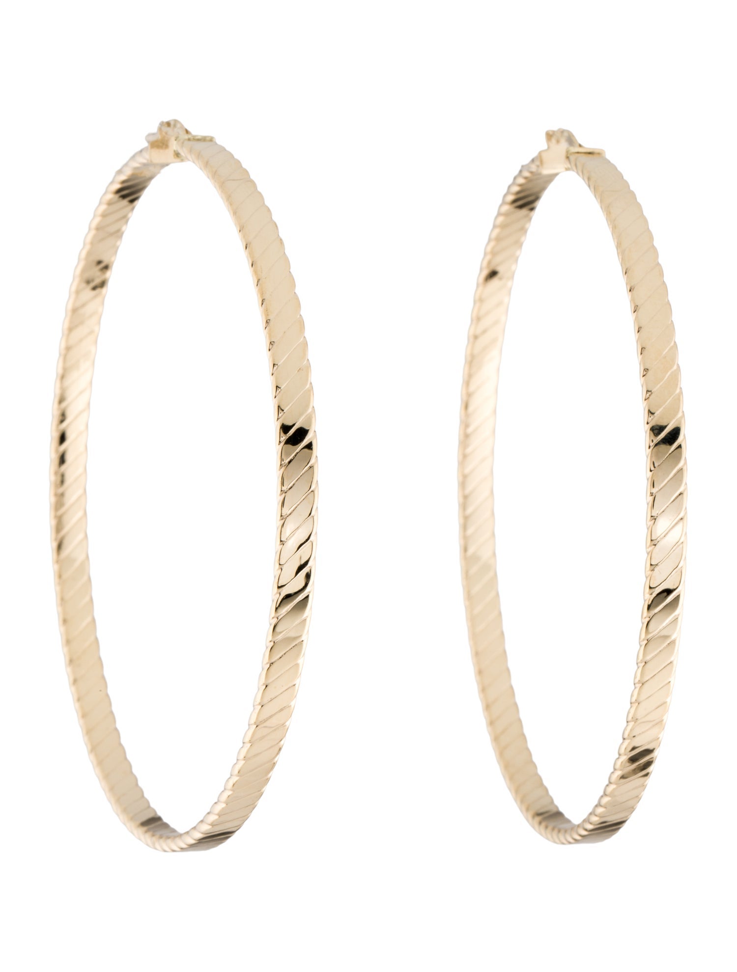 Earrings 14K Textured Line Hoop
