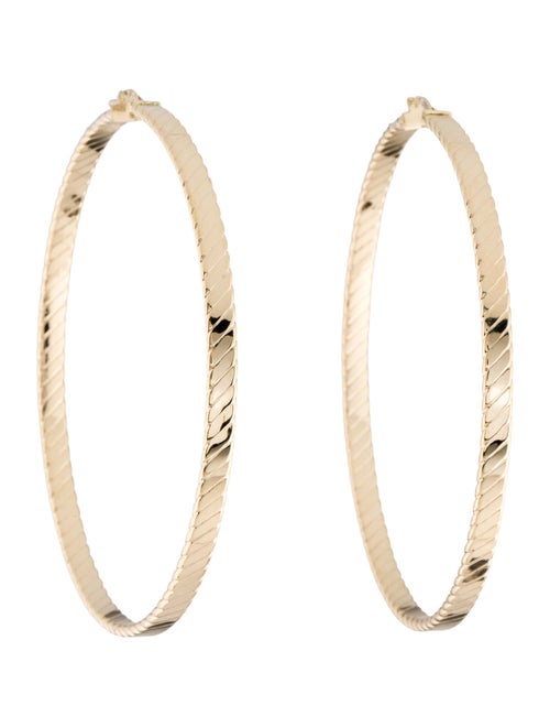 Earrings 14K Textured Line Hoop
