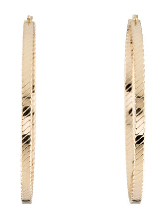 Earrings 14K Textured Line Hoop