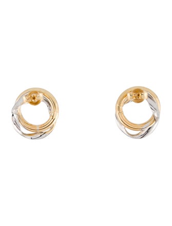Earrings 14K Two-Tone Interlocking Circle Stud