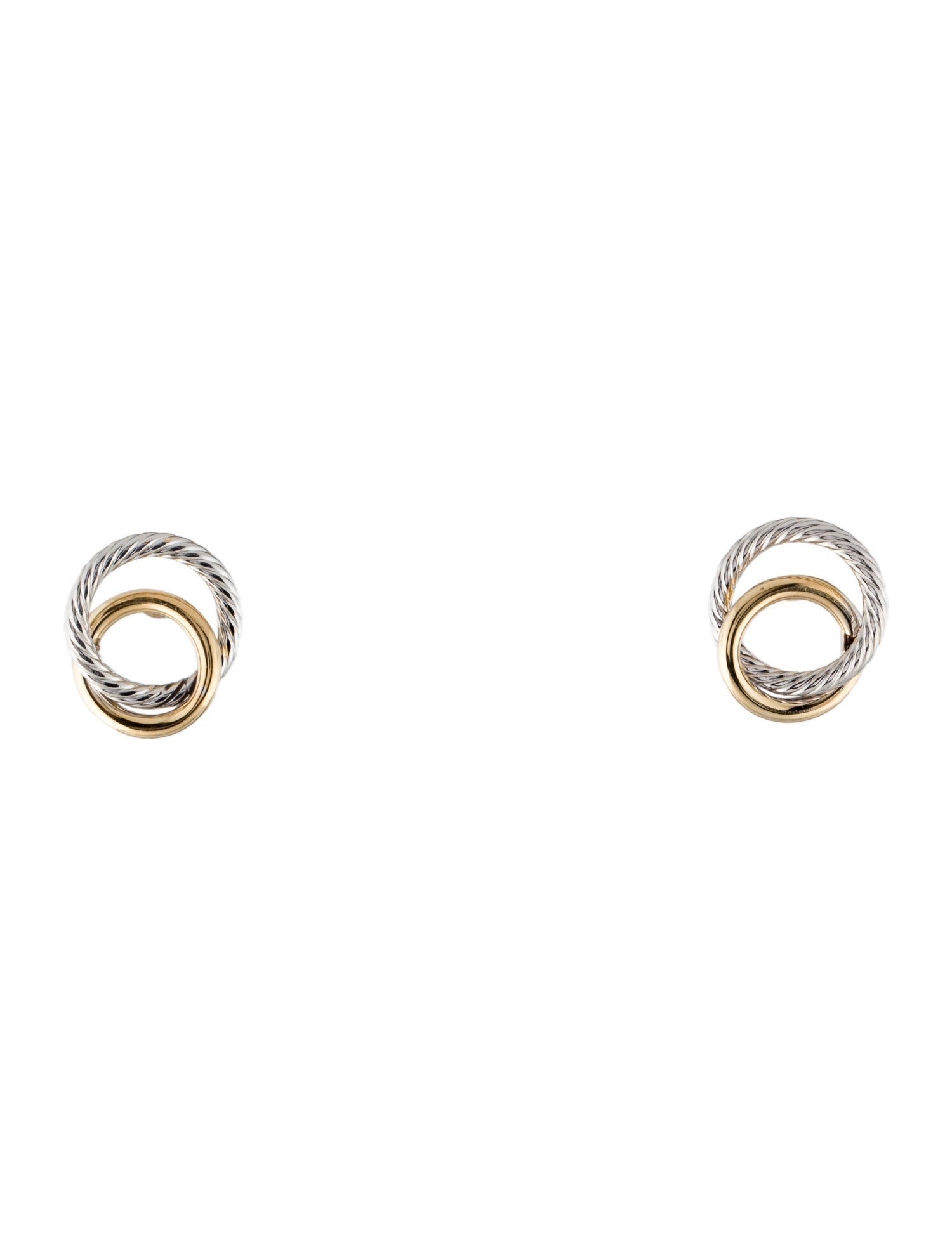 Earrings 14K Two-Tone Double Circle Stud Earrings