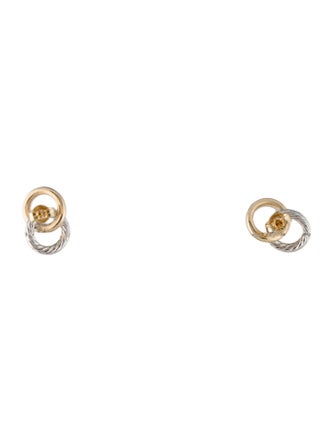 Earrings 14K Two-Tone Interlocking Circle Stud