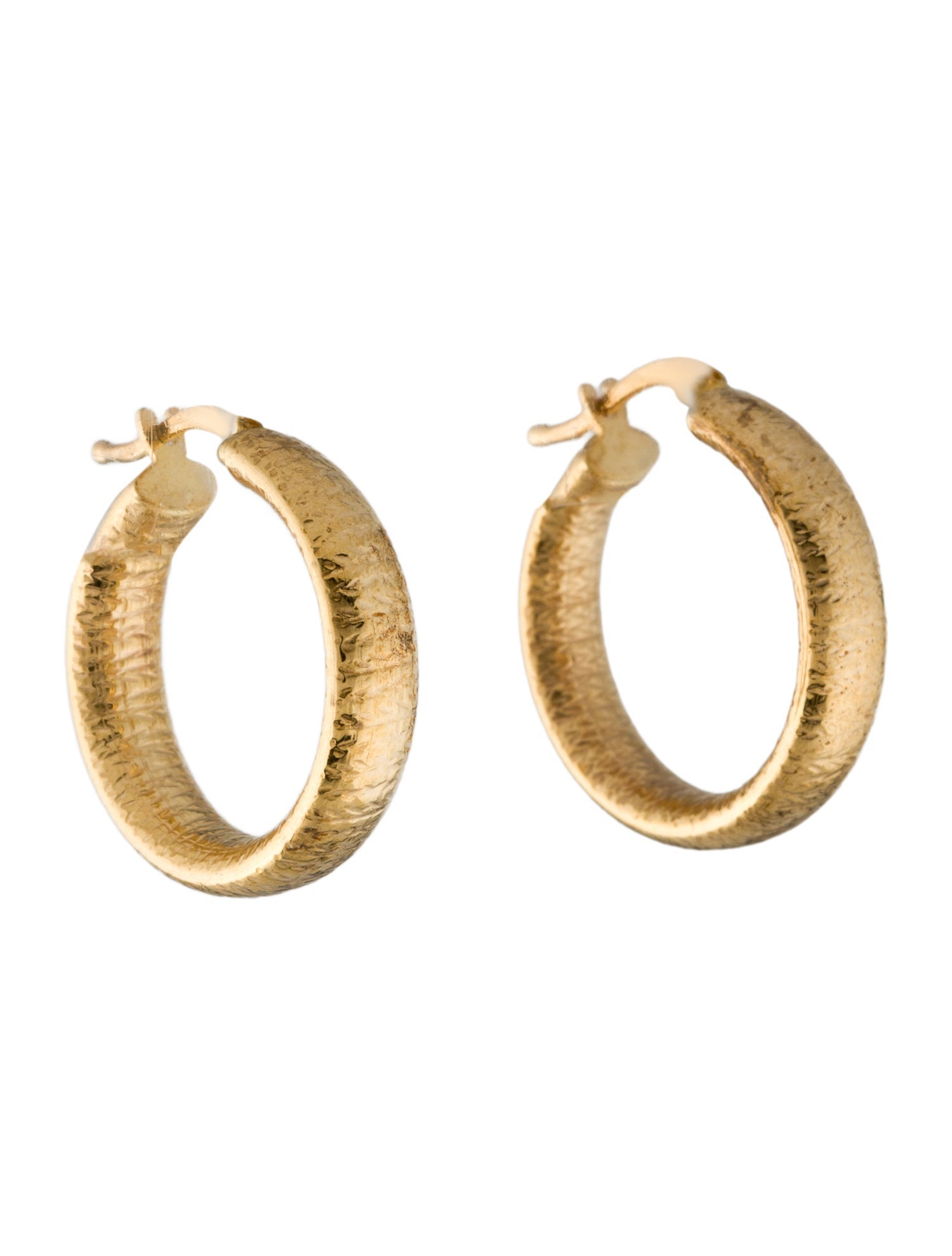 Earrings 14K Hollow Textured Hoop Earrings