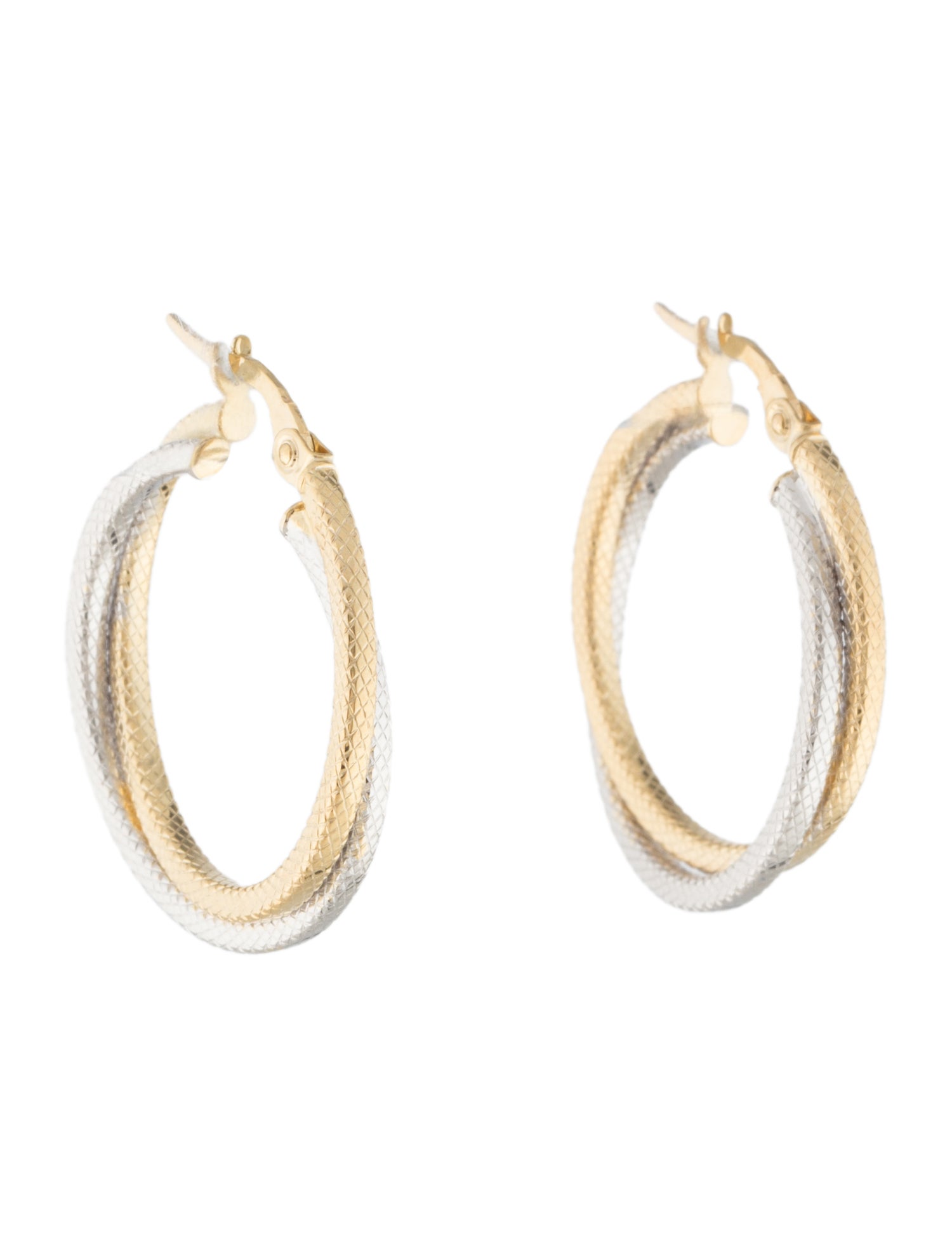 Earrings 14K Two-Tone Double Hoop