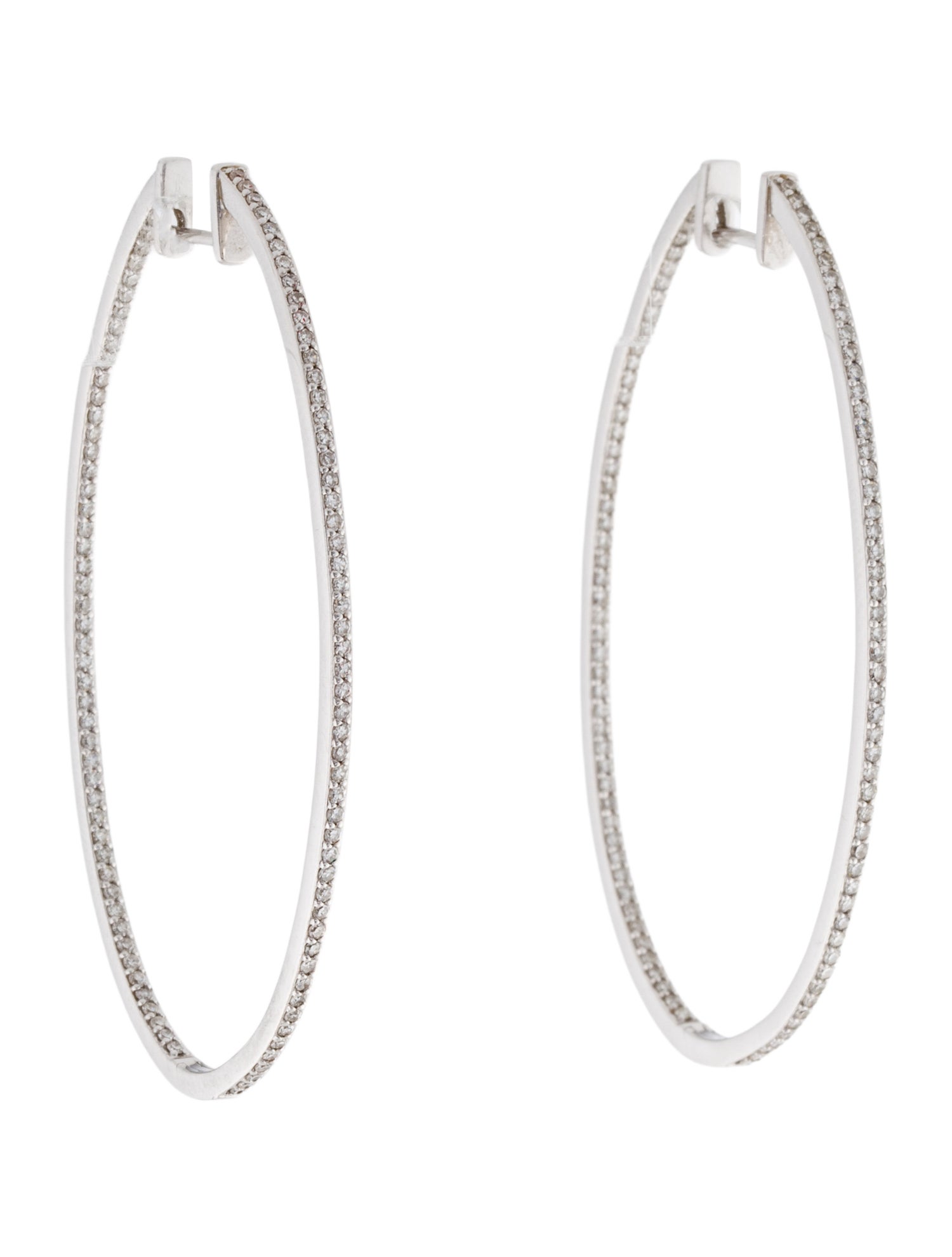 Earrings 14K Diamond Oval Hoop