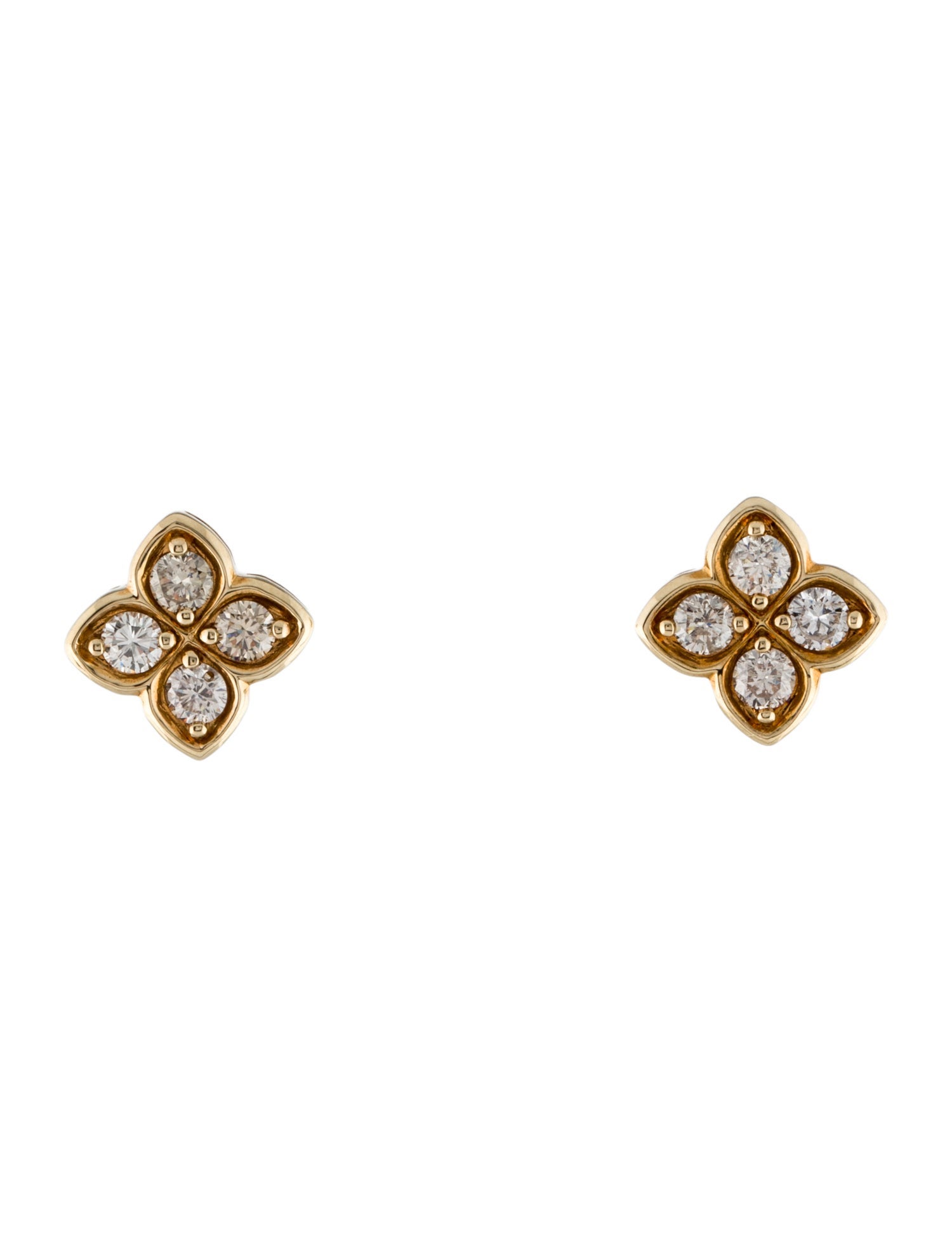 Earrings 14K Diamond Floral Stud Earrings
