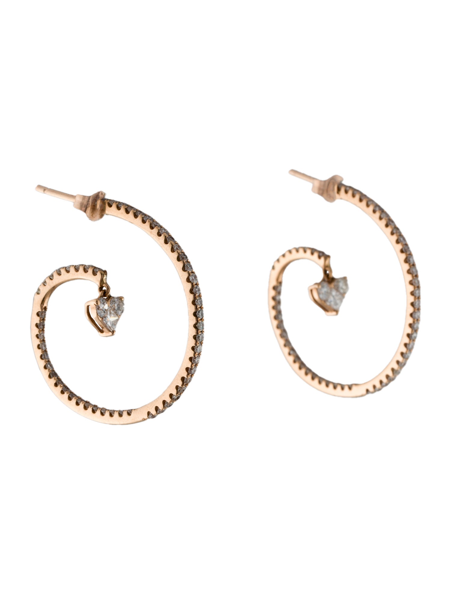 Earrings 1.28ctw Diamond Swirl Dangle Hoop