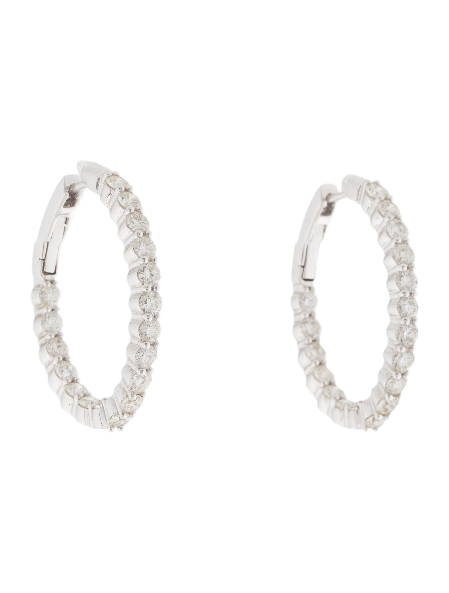 Earrings 18K 3.06ctw Diamond Inside Out Oval Hoop Earrings