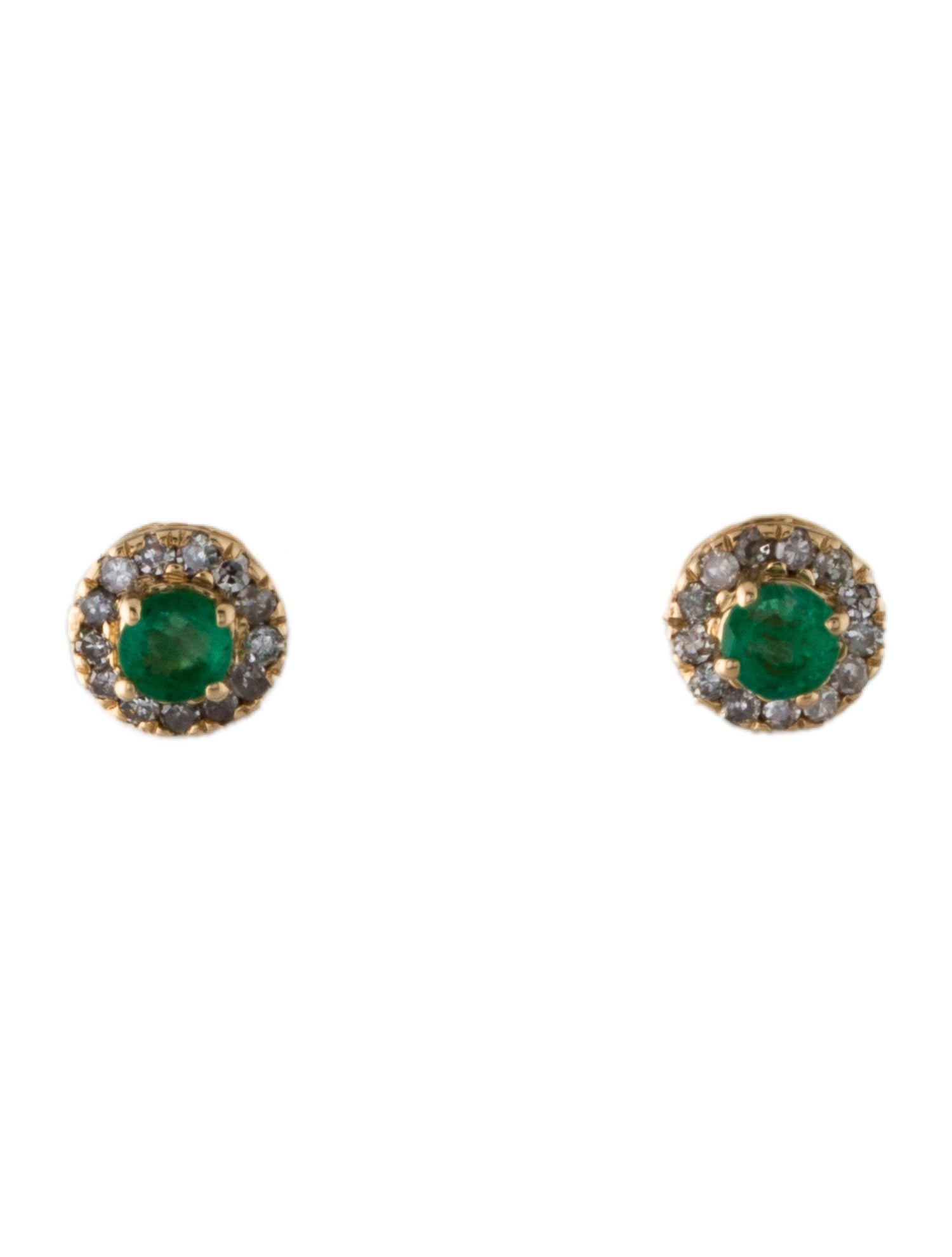 Earrings 14K Diamond & Emerald Stud Earrings