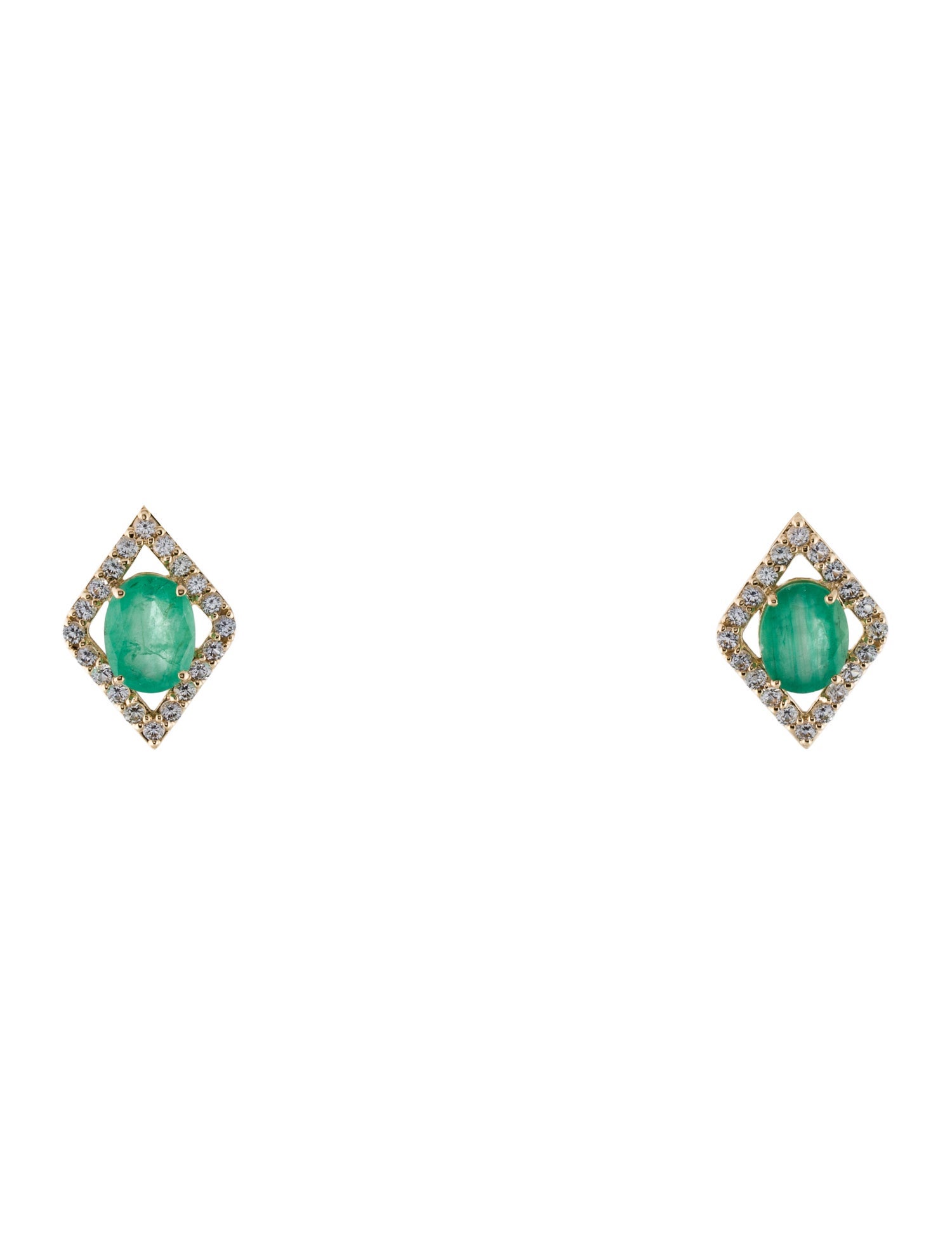 Earrings 14K 3.09ct Emerald & Sapphire Stud Earrings