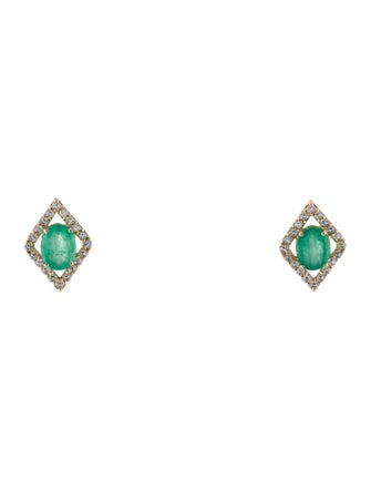 Earrings 14K 3.09ct Emerald & Sapphire Stud Earrings