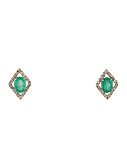 Earrings 14K 3.09ct Emerald & Sapphire Stud Earrings