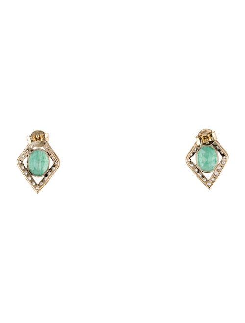 Earrings 14K 3.09ct Emerald & Sapphire Stud Earrings