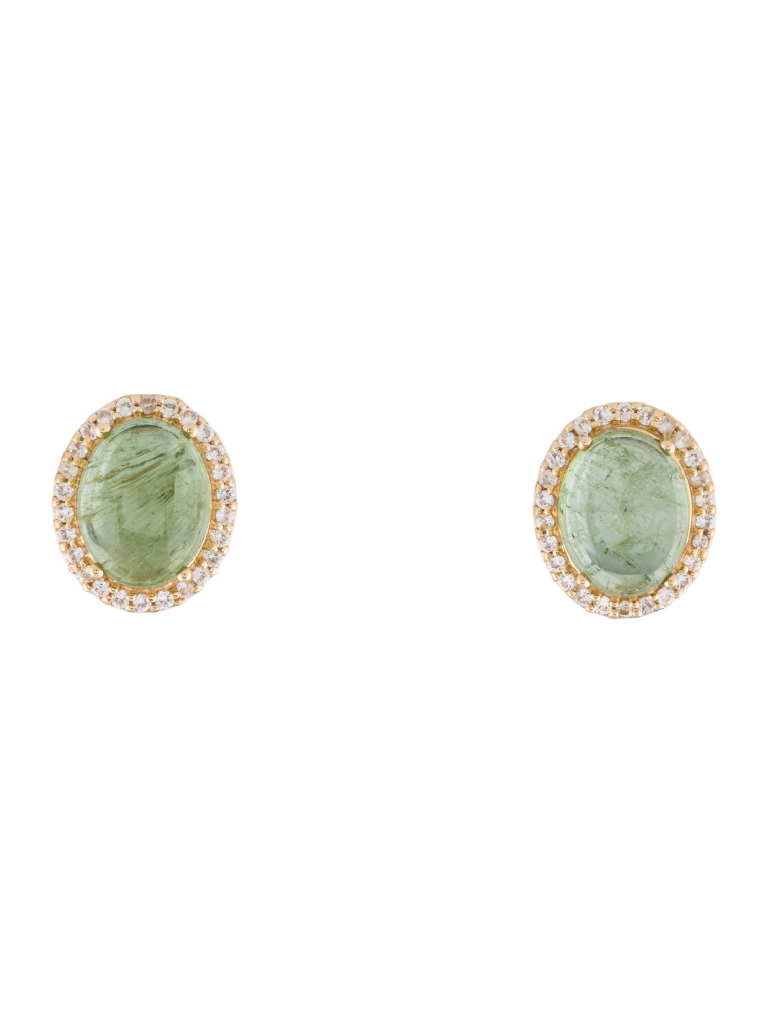 Earrings 14K 4.80ctw Tourmaline & Sapphire Halo Stud Earrings